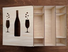 Caja portabotellas con compartimentos multiples- mdf 3mm  . 34 cm altura